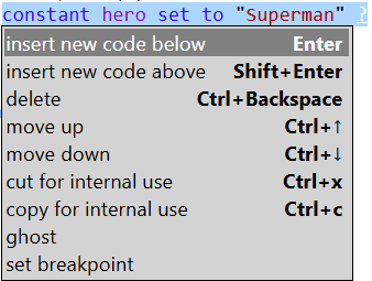 context menu