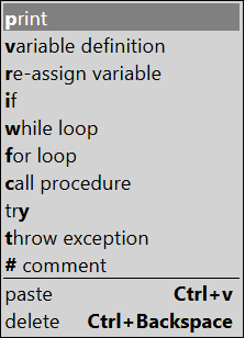 context menu